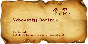 Vrbovszky Dominik névjegykártya